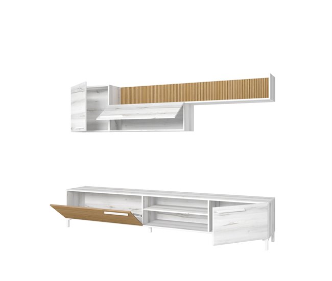 Compacto tv ONTARIO 240cm Blanco/ Madera