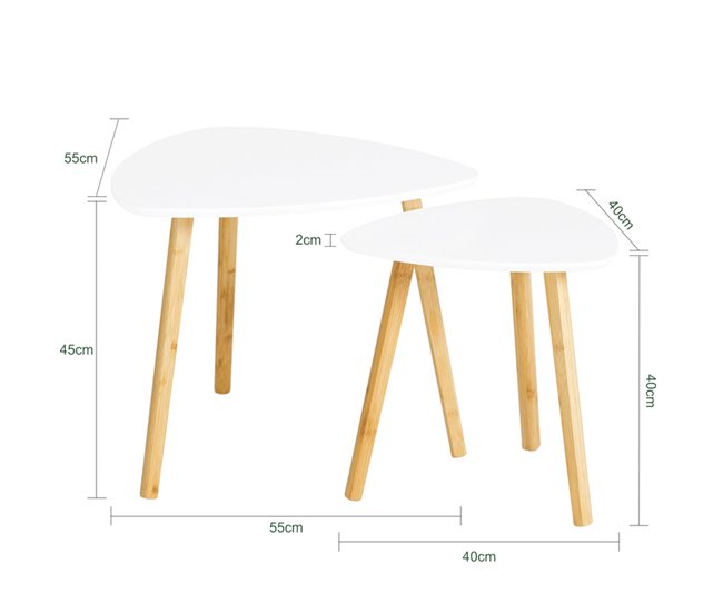 2 Mesitas de café FBT74-W SoBuy Blanco