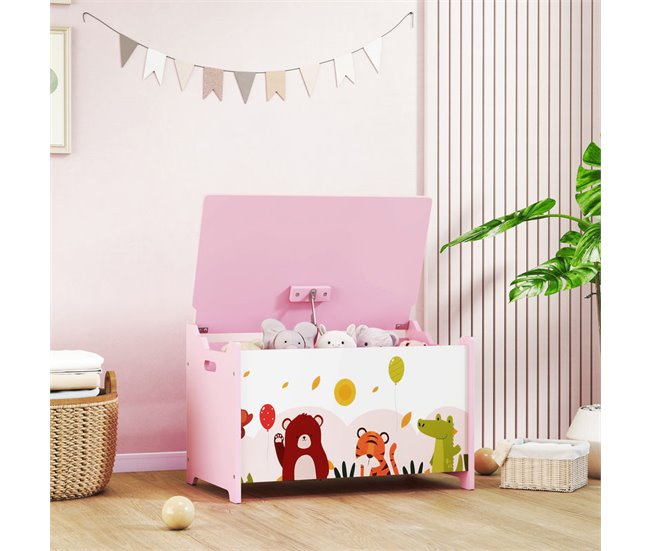 Baúl Juguetes Infantil MDF AIYAPLAY Rosa