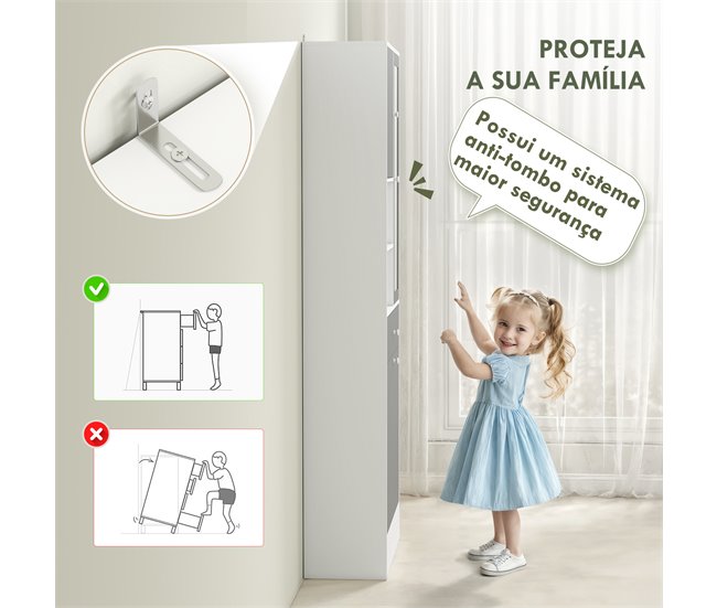 Armario Alto Baño Melamina de Madera HOMCOM, hogar - baño Blanco