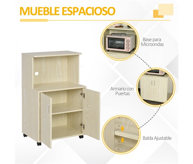 Aparador Auxiliar para Microondas Tablero de Partículas E1 HOMCOM 60 Blanco