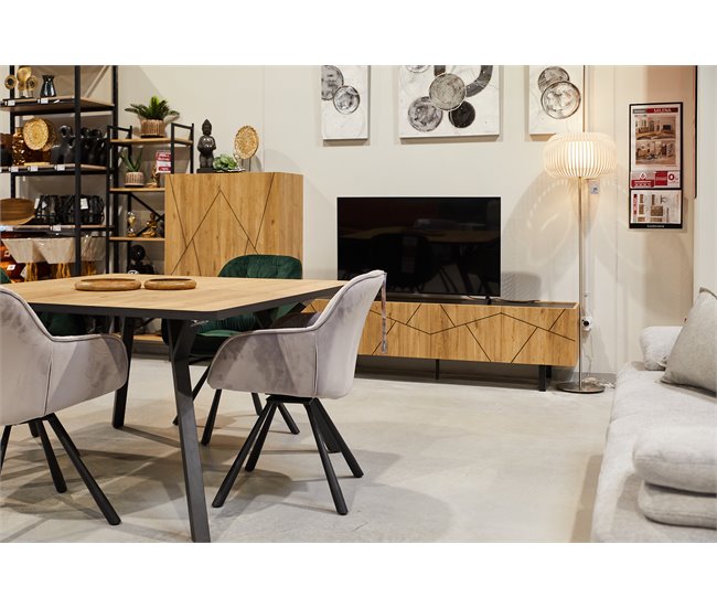Mesa de comedor MILENA cuadrada 136cm roble negro Madera