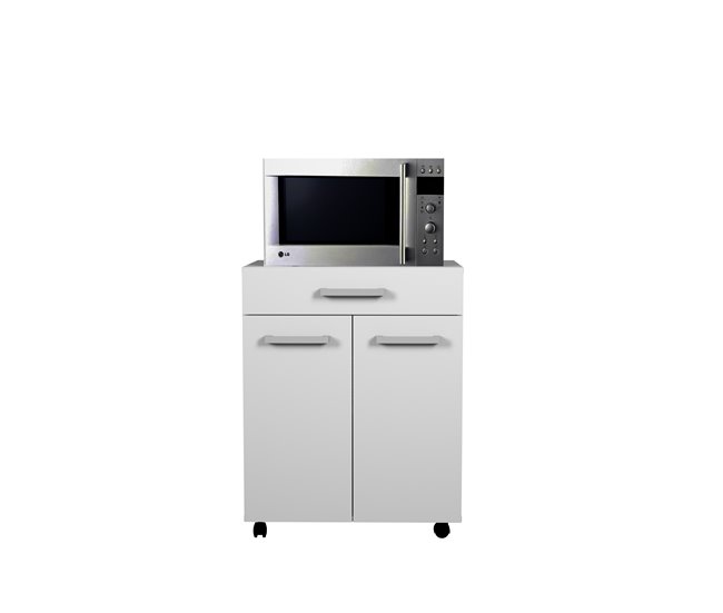 Carrito microondas UNO de 60cm 2 puertas y 1 cajón blanco mate Blanco