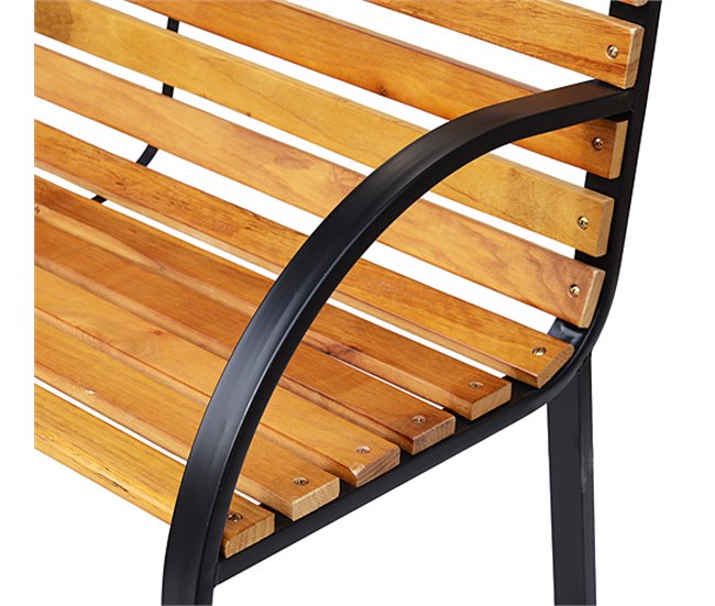 Banco de Jardín Acero, Madera de Pino Outsunny 122x60 Marron