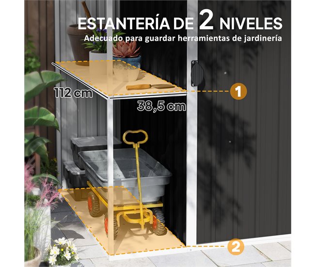 Caseta de Jardín Acero Galvanizado Outsunny Gris