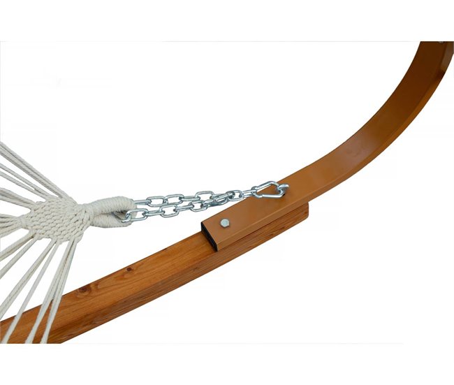 Hamaca de madera "Dallas XL" - Con toldo Crema