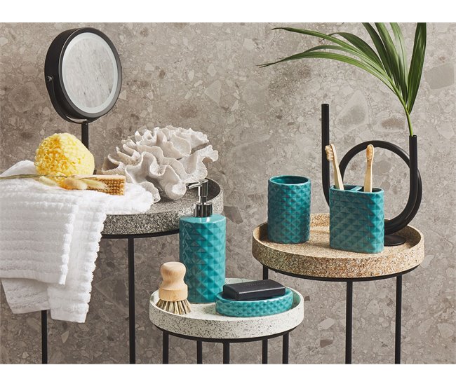 Beliani Conjunto de accesorios de baño GUATIRE Turquesa