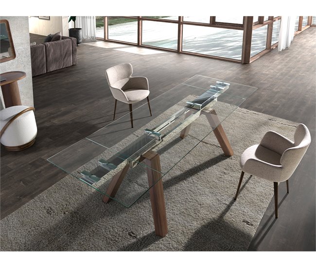 ANGEL CERDA Silla tela marrón jaspeada Marron