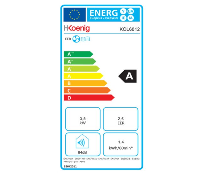 Aire Acondicionado Portátil Reversible Kol6812 H.koenig Blanco/ Gris