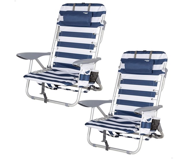 Aktive Pack 2 sillas playa plegables bajas y multiposición Azul