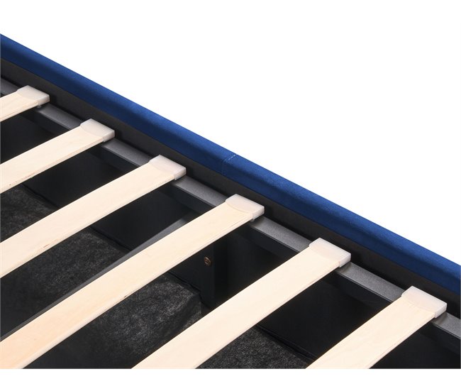 Beliani Cama con almacenaje Terciopelo ROCHEFORT 170x214 Azul Marino