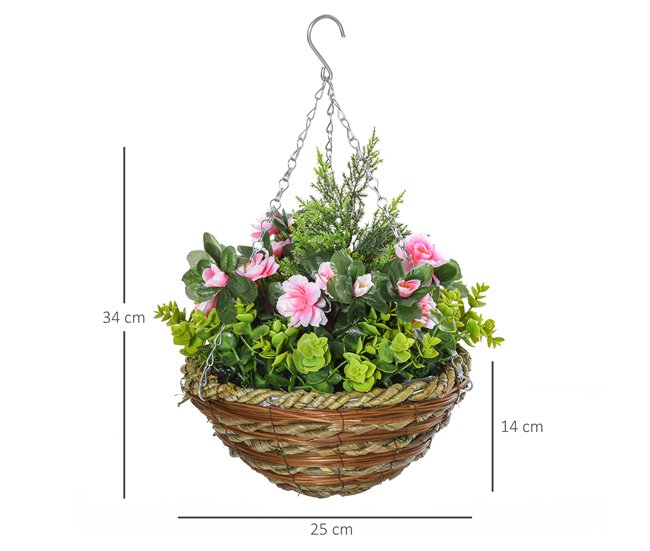 Planta Artificial PE, Mimbre, Espuma Outsunny, hogar - decoración Verde