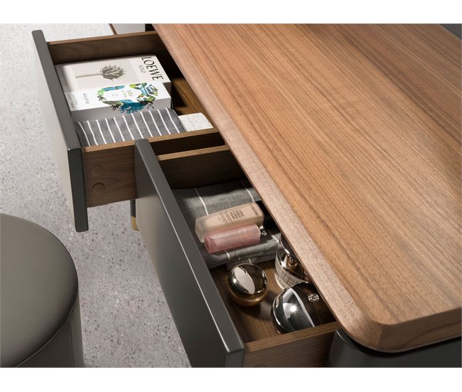 Consola rectangular, madera y acero 7171 Gris Oscuro