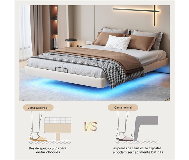 Cama con almacenamiento 200x140 Beige