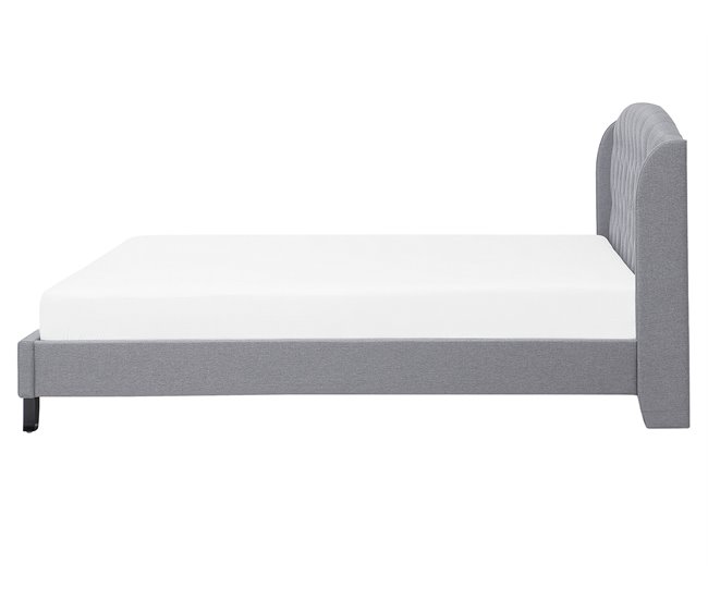 Beliani Cama con somier Poliéster BORDEAUX 221x169 Gris Claro