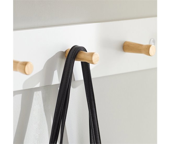 Perchero de pared en 2 partes FHK21-WN SoBuy Natural/ Blanco