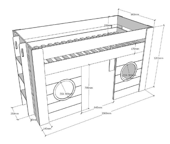 CAMA ALTA FREYA 96x214 Blanco