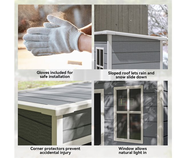 Caseta de Jardín PP, Aleación de Aluminio Outsunny Gris