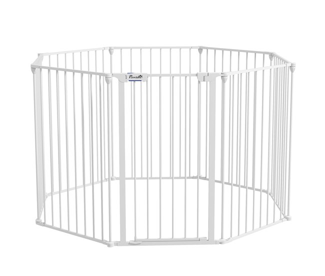 Parque para Perros Acero, Plástico PawHut Blanco
