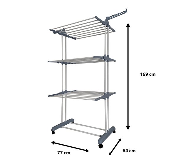 Tendedero XXL Plegable 3 Niveles Gris