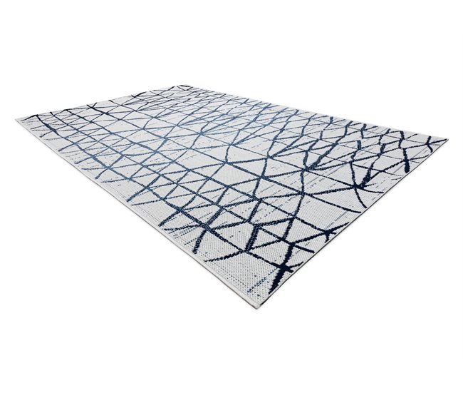 Alfombra COLOR 47278306 SISAL líneas triangulos 120x170 Azul