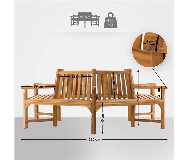 Banco de jardín - Sonja - Madera 250x250 Marron