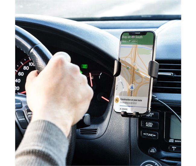 Soporte de Móvil con Cargador Inalámbrico para Coches Negro