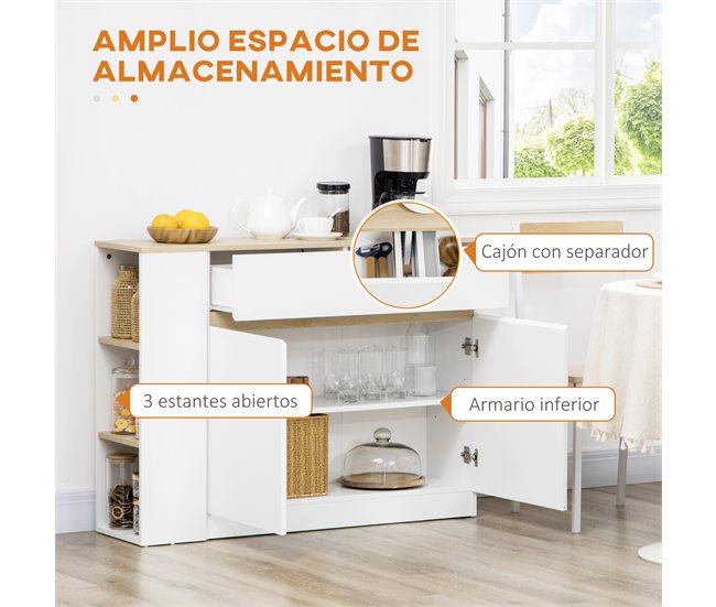 Aparador de Cocina Melamina de Madera HOMCOM, hogar - cocina Blanco
