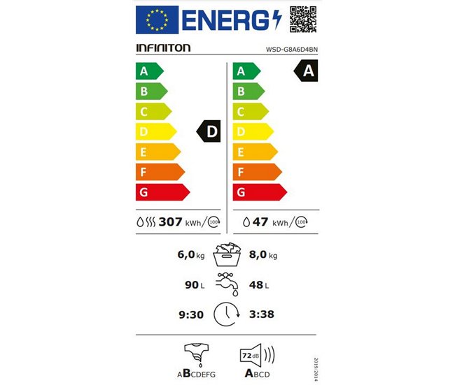 Lavaseca Infiniton WSD-G8A6D4BN, 8/6 Kg, 1400 rpm, A/D, Vapor Care Blanco
