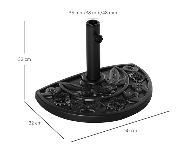 Base de Sombrilla HDPE y cemento Outsunny 50x32 Negro