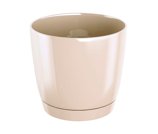 2x Maceta redonda de plastico Coubi Round P Crema