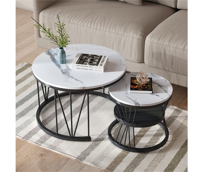 Mesa de centro, mesa auxiliar, mesa de esquina. 70x45 Blanco