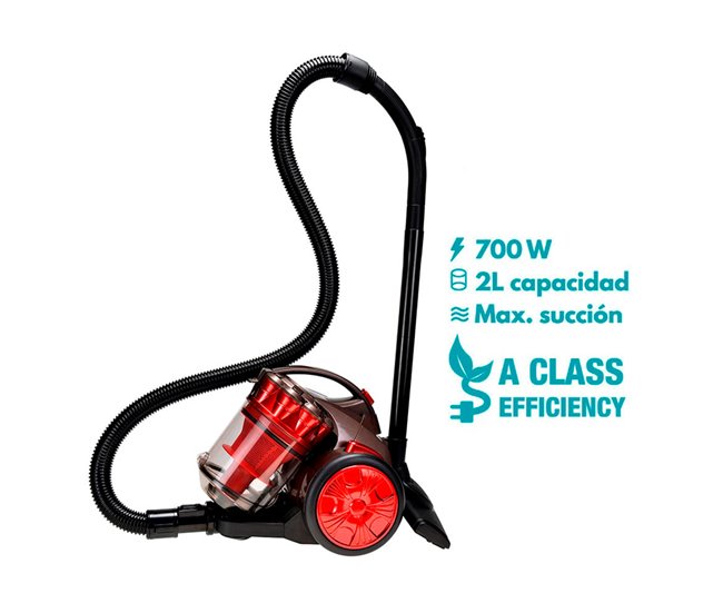 Aspirador de trineo EDM 700W tecnología multiciclónica sin bolsas A Rojo