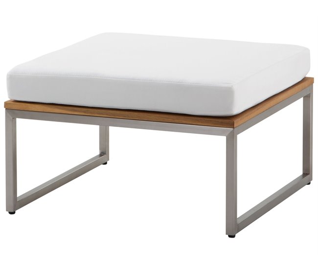 Beliani Conjunto de jardín Madera de acacia BERMUDA Blanco/ Beige