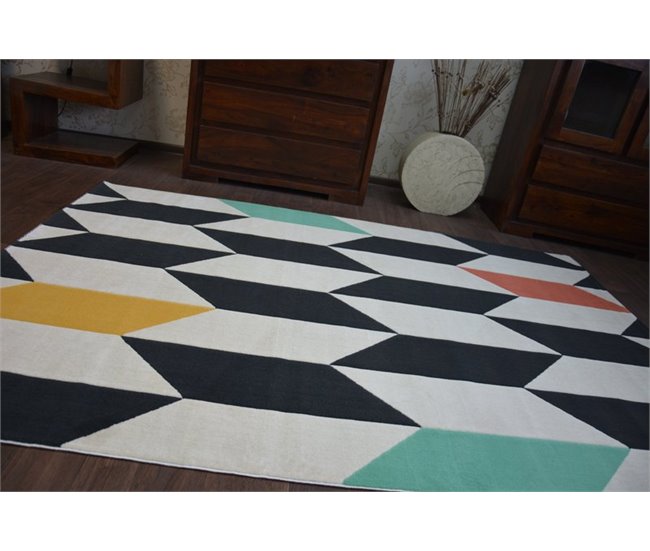 Alfombra SCANDI Diamantes 140x200 Blanco/ Negro