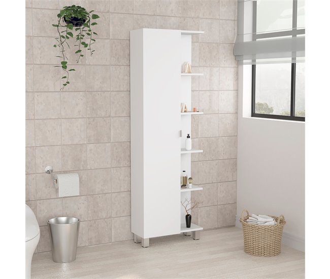 Mueble Esquinero de Baño Urano, con 5 estantes Blanco