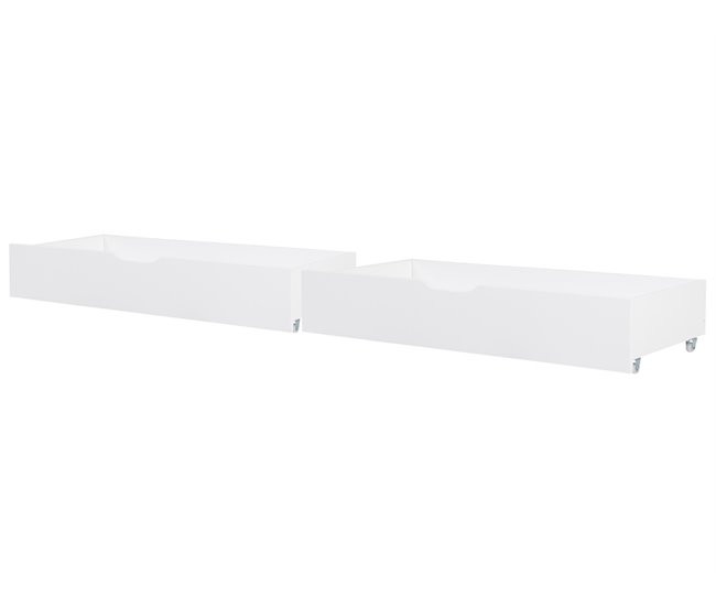 Beliani Conjunto de 2 cajones de cama Madera de pino CRONAT Blanco