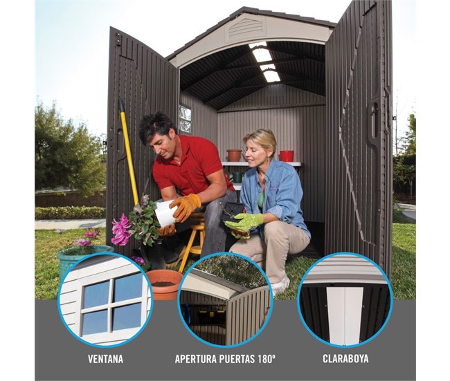 Caseta jardín ultrarresistente con ventana Lifetime uv100 214 Gris