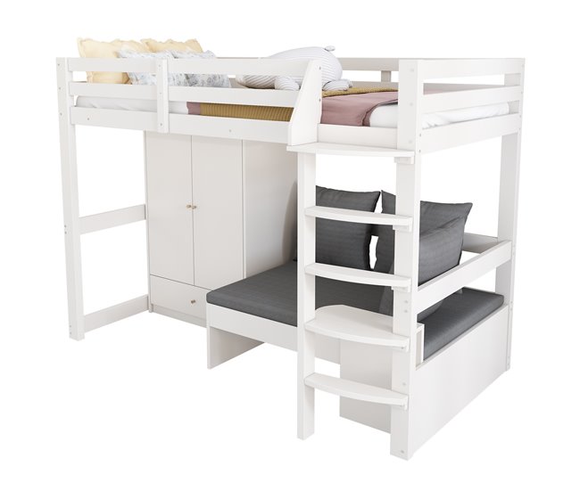 Cama alta para niños Blanco