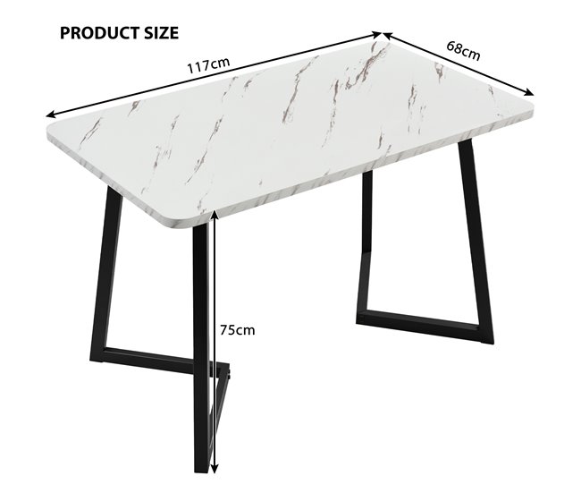 Conjunto mesa rectangular efecto mármol y 4 sillas vintage Blanco