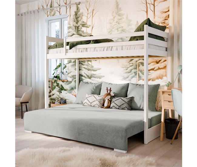 Litera-sofá madera 208x194 Blanco