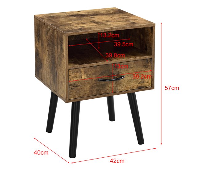 Mesa de Noche Gävle con Cajón aglomerado/madera 42 Madera