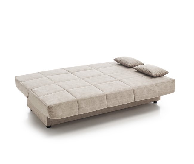 Sofa Cama Clic Clac Julieta 3 Plazas, Incluye 2 Cojines Beige
