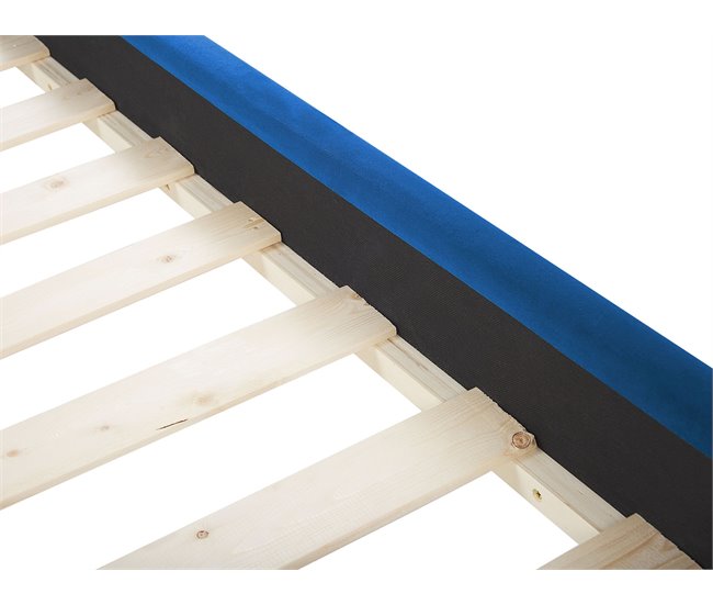 Beliani Cama con somier Terciopelo AVALLON 192x233 Azul Marino