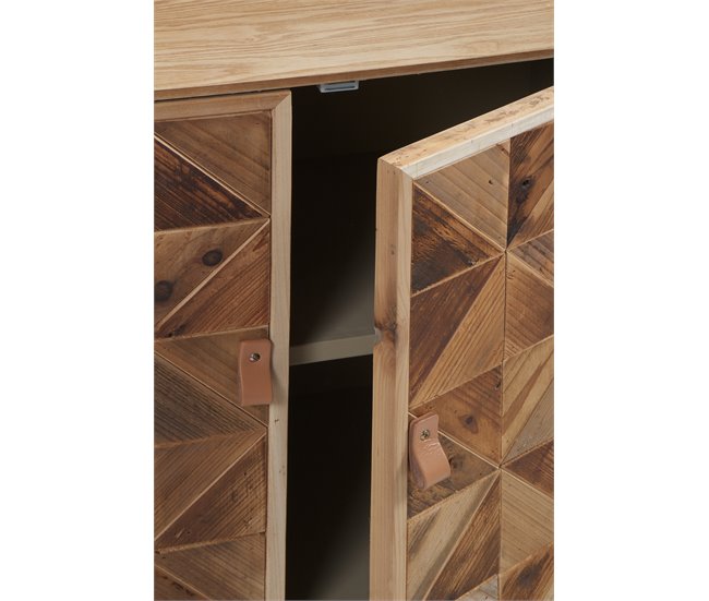 Aparador de Madera de Fresno, Frentes de Madera Reciclada con Base de Metal 110 Madera
