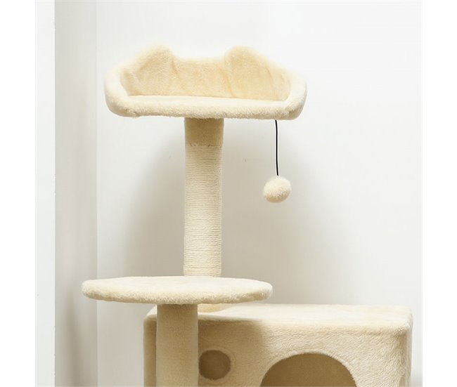Árbol para Gatos Aglomerado de Madera, Felpa PawHut Crudo
