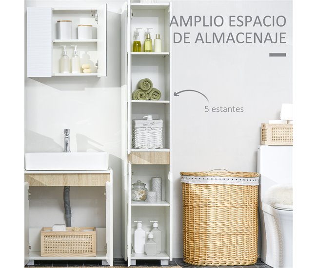 Armario de Baño Melamina de Madera, ABS kleankin, hogar - baño 30 Blanco