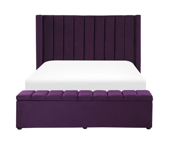 Beliani Cama con somier Terciopelo NOYERS 170x247 Azul Marino