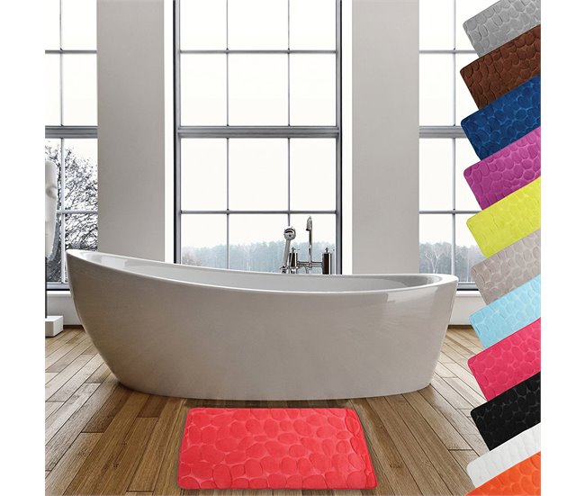 Alfombra de Baño con efecto piedras 80x50 Gris