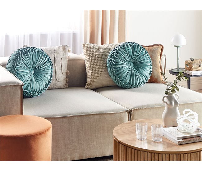 Beliani Cojín decorativo UDALA 40x40 Azul/ Verde